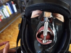 Medical braces and strange masks in a hot BDSM prono