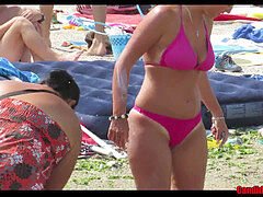 Playa, Culo grande, Bikini, Madres para coger, Voyeur