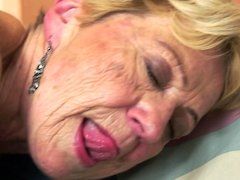 Granny with a nice hairy old ass is fucked doggy style