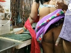 아줌마, 큰 엉덩이, 남편, 인도인, 부엌, 나이든, 젖꼭지, 문신