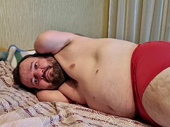Midget jerks his big cock and cums twice in a row!