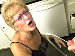 Cum loving amateur granny covered in cum