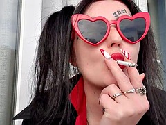 Sexy smoking fetish by Dominatrix Nika. Mistress smokes 2 cigarettes and blows smoke in your face. Sexy red lips