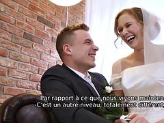 VIP4K. Beauty in wedding dress sucks strangers cock and gets fucked