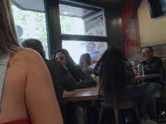 Public Cafe Cliche - Erik Everhard has his horny busty tinder date Candy Alexa tit flashing before toilet fuck