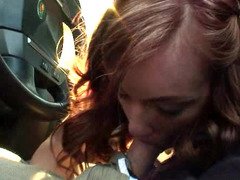 A ginger cutie pie is giving head and furthermore riding a rigid cock