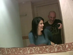 Having fun behind the scene in the bathroom with Montse Swinger