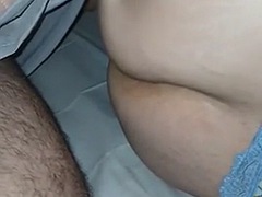 Stepmom is naked in bed and gets her white ass massaged by her stepson with a small cock