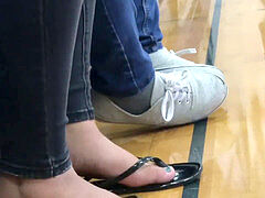 Candid feet in class 9