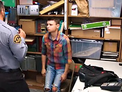 Shoplifting twink gets dominated by kinky mall security guard