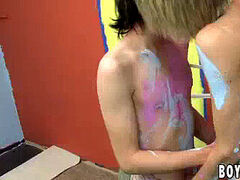 Miles Pride and Preston Andrews assfuck poke after painting