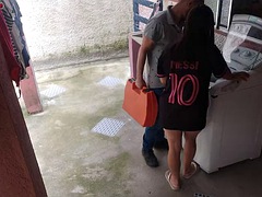 Married housewife pays the washing machine technician with her ass while her husband is not at home