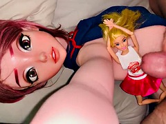 Small penis cums on love doll armpits - Barbie doll and Elsa silicone love doll Baby Takanashi Mahiru