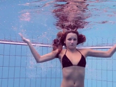 Unshaved and surprised underwater teen Gurchenko