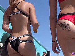 Close Up Bikini Spy gigantic caboose knickers Teens Beach Voyeur HD Vid