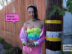 Kiarra Kai, the gorgeous teen, gets brutally pounded by a stranger on the internet