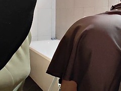 I saw my husband fucking the cleaning lady in the bathroom and recording it!