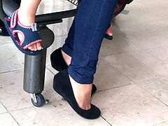 SPANISH doll SHOEPLAY AT FOOD COURT