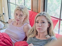 Young blonde Codey Steele and Chloe Cherry have sex with their stepbrother