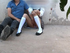 Amateur, Latina, Mexicano, Al aire libre, Público, Flaco, Estudiante, Uniforme