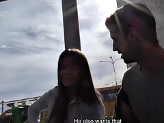 HUNT4K. Boy cant pay for hotel and has to watch his girlfriend fuck