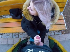 Cute teen swallows cum for cash - public blowjob in the park by Eva Elfie
