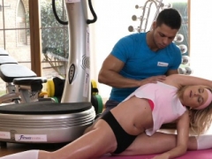 Fitness Rooms Flexible blonde kitten fucked every way