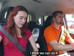 Fake Driving School Excited lust lesson for sexy Charlie Red