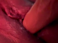 ASMR sounds of wet pussy while masturbating with a big fat dildo