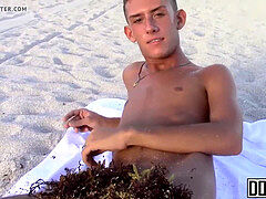 lean twink Tyler Eaten getting picked up on the naked beach