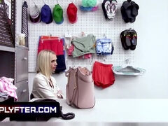 Shoplyfter - Naughty Blonde Caught Stealing Gets Disciplined In The Backroom By The Security Officer