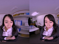 VR Japanese office lady licks and drools