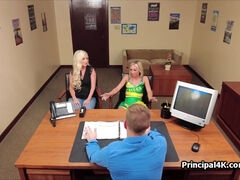 Milf and cheerleader getting fucked at the office