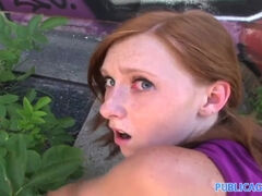 PublicAgent Ginger teenage cherry gets nailed in the nuts slot