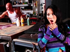 Awesome angel with enhanced tits Asa Akira fucked at the factory