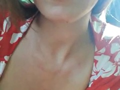 Beautiful french girl fucks herself in the car and squirts