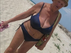 Coquettish BIG BEAUTIFUL WOMAN Mom On The Beach In Thongs Bikini