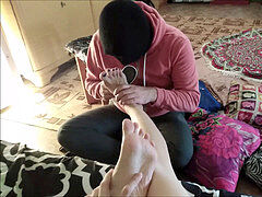 female domination foot WORSHIP Slave Cleans My Heels Kisses My Feet & Toes - Nina Yo