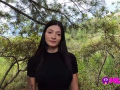 Offering money to sexy girl in the forest in exchange for sex - Salome Gil