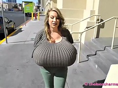 Mega Boobs in a Tight Sweater