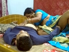 Indian bhabhi getting drilled hard in blue attire