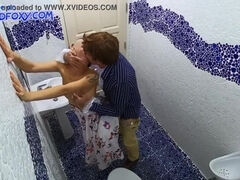 Public toilet spy camera #2. 2 freaks have sex in public toilet