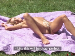Exhibitionist Lesbians Outdoor Amateur Sex - blonde Angel Piaff naked in the public park