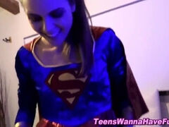 Watch these teens in costume get their faces splattered with jizz at wild reality party