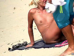 light-haired milfs Tanning Naked at Beach HD Voyeur Spycam vid