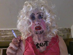 Sissy fagot slut, written on her so she doesnt forget, smokes, masturbates and tells you how much she wants your cock