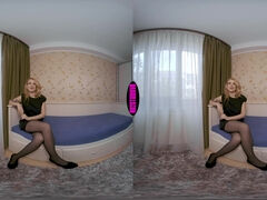 Sugar Ariana - Blonde Babe In Stockings - teasing solo in POV VR