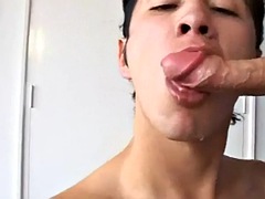 Amateur twink cocksucking with a latino until he shoots cum