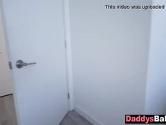 Stepfather fucks stepdaughter while stepmom takes shower