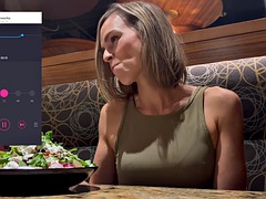 Cumming hard in a public restaurant with a Lush remote control vibrator